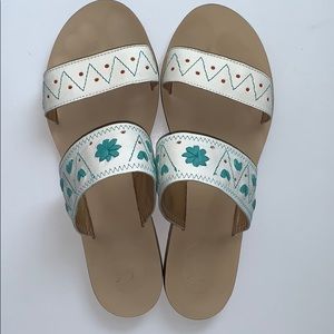 Jack Rogers Sandals Tribal White Strap Flats sz 10